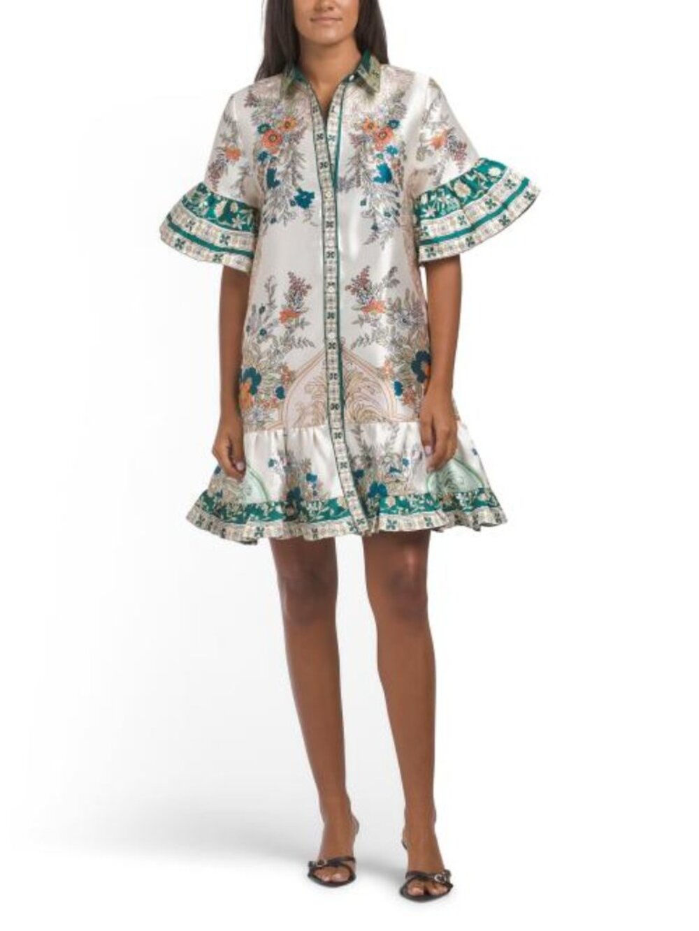 NANCY YANG Mikado Bell Sleeve Dress
